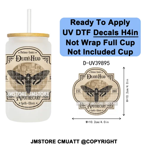 Spooky Halloween Witch Brew Bottle Label Set UV DTF Transfer Stickers Decals Ready To Apply Waterproof For 16OZ Libbey Glass Can