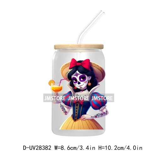 Mexican Little Princess UV DTF Transfer Stickers Decals For Libbey Cold Cups Mugs Tumbler Waterproof Craft Day of the Dead Girls