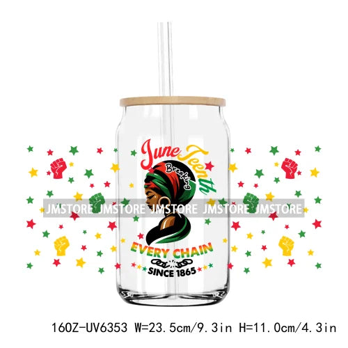 1865 Vibes Juneteenth Sunflower 16OZ UV DTF Cup Wrap Transfer Stickers Custom Label Durable Waterproof Logo For Libbey Glass Can