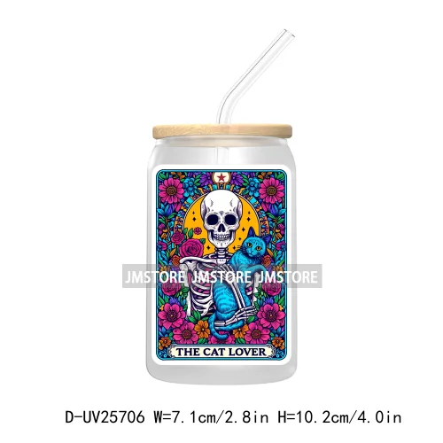 The Teacher Tarot Card UV DTF Transfer Stickers Decals For Libbey Cold Cups Mugs Tumbler Custom Logo Labels Funny Witchy Skull