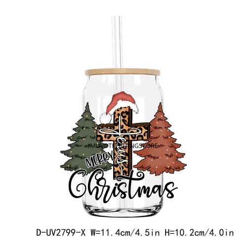 Christian Religious Jesus Christmas UV DTF Transfers Stickers Decals For Libbey Cold Cups Mugs Tumbler Waterproof DIY Craft