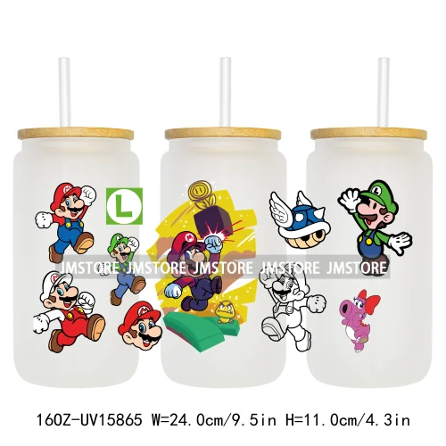 Retro Game Super Hero Princess UV DTF Cup Wraps Ready To Apply Waterproof Transfer Stickers For 16OZ Libbey Glass Can Tumbler