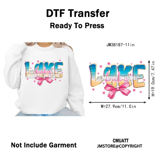 Hello Summer Lake Junkie Beach Vibes Last Day Of School Iron on DTF Thermal Transfer Stickers Ready to Press for T-shirt Bags