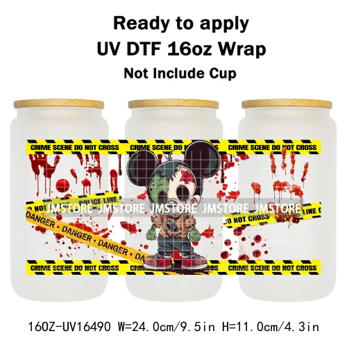Cartoon Mouse Halloween Trick Or Treat UV DTF Stickers Ready To Transfer Cup Wrap Custom Prints For Libbey Can Glass Tumbler Mug