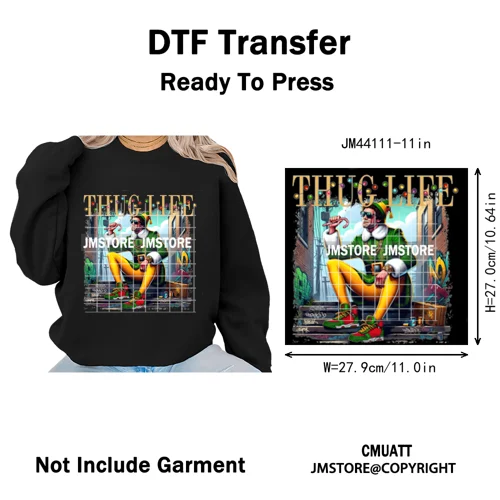 Thug Life Cartoon Movie Xmas Friends Christmas Thief Iron on Washable DTF Transfers Stickers Ready to Press for T-shirts Bags