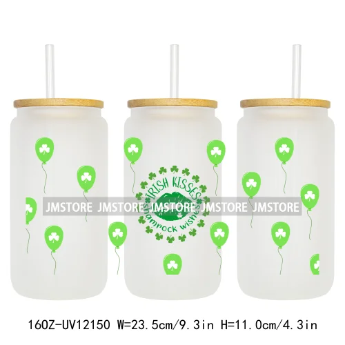 Coquette St Patrick's Day Lucky Shamrock 16OZ UV Cup Wrap DTF Transfer Stickers For Libbey Glass Can Cups Tumbler Custom Prints