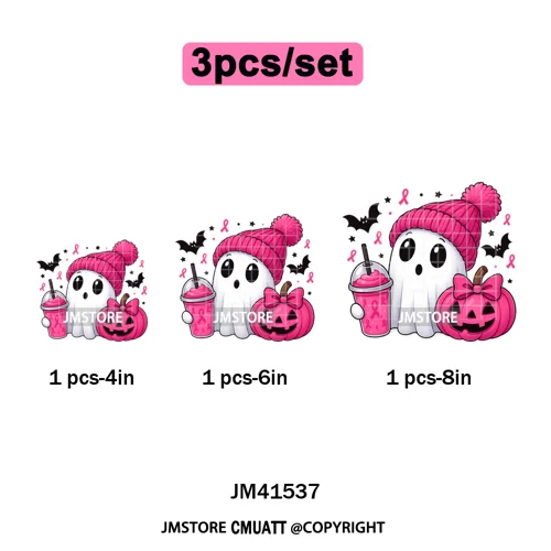 Pumpkin Leopard Spooky Ghost Moo Boo Cow Pet Halloween Bow Iron on DTF Washable Transfers Stickers Ready to Press for T-shirts