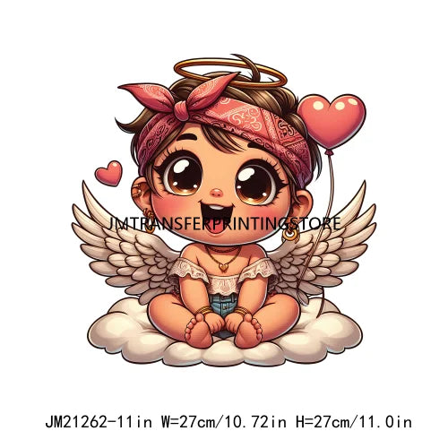 Sweet Pink Valentine's Angel Baby Concha Designs Kids Love Heat Transfer Stickers Ready To Press For T-shirts