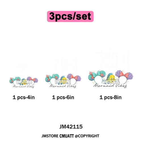 Colorful Mouse Headbands Cartoon Animal Princess Character Iron on DTF Washable Transfers Stickers Ready to Press for Clothes
