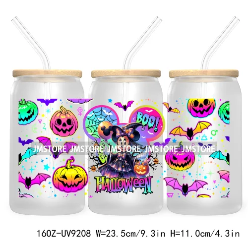 Boo Halloween Cartoon 16OZ UV DTF Cup Wrap Transfer Stickers Custom Labels Durable Waterproof For Libbey Glass Can Fall Pumpkin