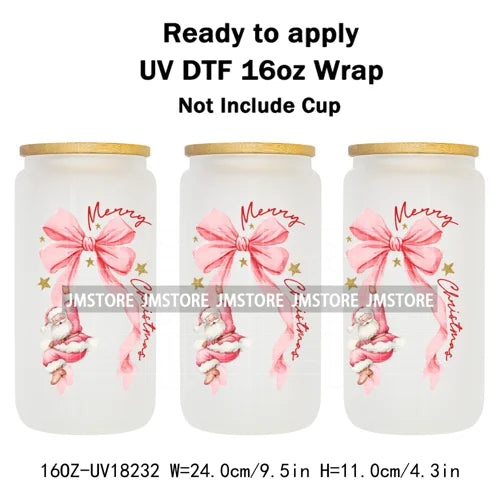 Holly Jolly Christmas Jesus Christian UV DTF Stickers Ready To Apply Cup Wrap Custom Labels DIY Craft For Libbey Glass Can Mugs