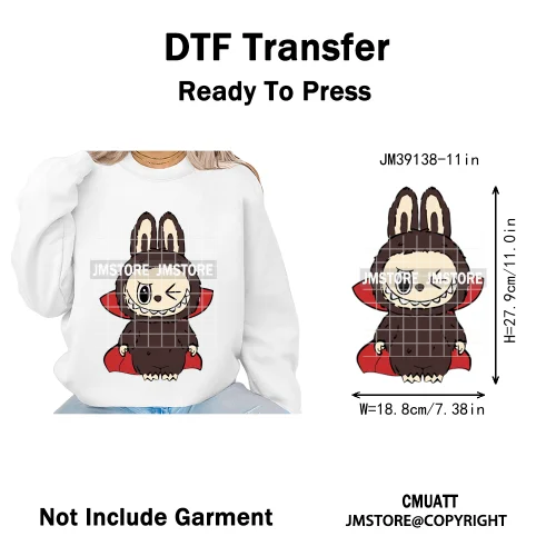 Trendy Cute Cartoon Doll Coquette Mirror Horror Halloween Iron on DTF Washable Transfers Stickers Ready to Press for Clothing