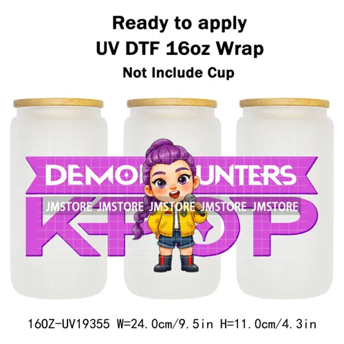 Demon Hunters Kpop Cup Noodle UV DTF Cup Wrap Ready To Apply Transfer Stickers Durable 16OZ Tumbler Wraps For Libbey Glass Can