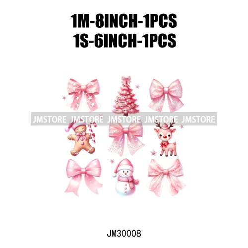 Coquette Pink Girly Christmas Vibes Book Just Waiting For Christmas Iron On DTF Transfer Stickers Ready To Press For Hoodies Bag