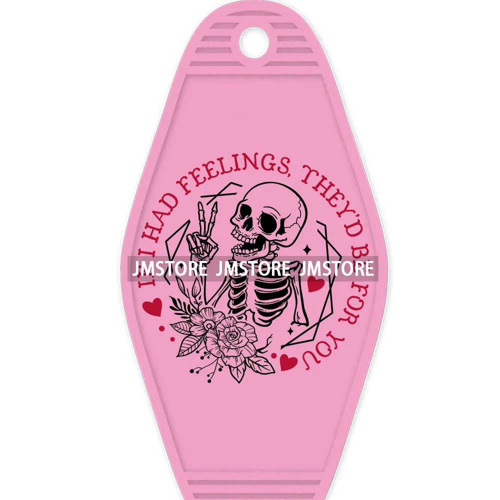 Loved To Death Skeleton Rose High Quality WaterProof UV DTF Stickers For Motel Hotel Keychain Blanks XOXO Valentines Day