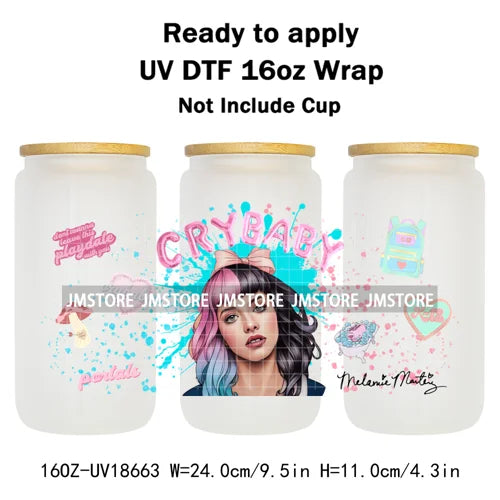 Halloween Nightmare Spooky Season 16OZ UV DTF Cup Wraps Ready To Apply Waterproof Transfer Stickers For Libbey Glass Can Tumbler