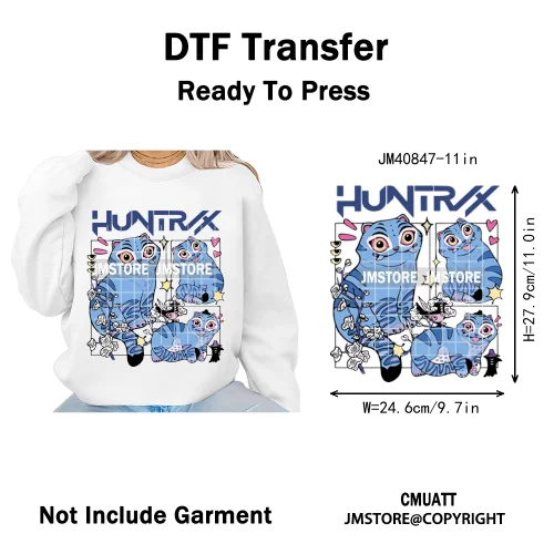 Kpop Culture Idol Movie Inspired Music Lover Cute Blue Anime Character Iron on DTF Transfers Stickers Ready to Press for Clothes