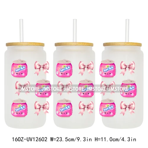 Trendy Coquette Energy Drink Soda Can Coffee Lover 16OZ UV DTF Cup Wrap Transfer Stickers Custom Waterproof For Libbey Glass Can