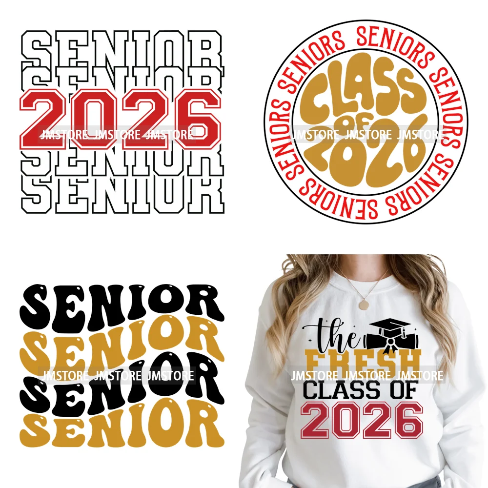Class of 2026 High School Senior Edition Graduate Season Iron on Washable DTF Heat Transfer Stickers Ready to Press for Clothing