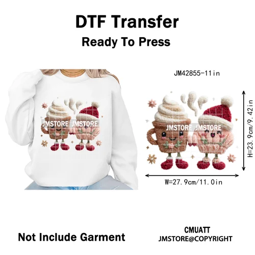 Faux Yarn Christmas Tree Cake Knitting Holiday Xmas Festive Iron on DTF Washable Transfers Stickers Ready to Press for T-shirts