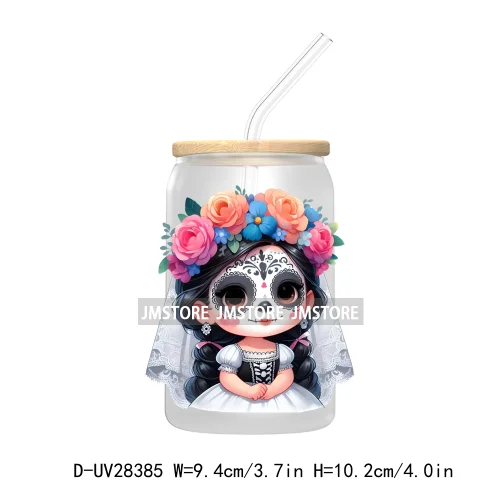 Mexican Little Princess UV DTF Transfer Stickers Decals For Libbey Cold Cups Mugs Tumbler Waterproof Craft Day of the Dead Girls