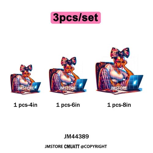 Angry Office African Girl Sassy Moods Housework Mom Iron on Washable DTF Heat Transfer Stickers Ready to Press for T-shirts Bags