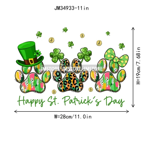 Feeling Lucky Vibes Coquette Shamrock Irish St Patrick's Day Iron On DTF Heat Transfers Stickers Ready To Press For T-shirts Bags