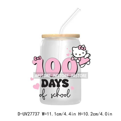 100 Days Of School UV DTF Transfer Stickers Decals For Libbey Cold Cups Mugs Tumbler Teacher Appreciation Gift Cartoon Character