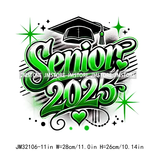 Fashion Senior 2025 Proud Graduate High School Spirit Iron On DTF Transfers Stickers Ready To Press For Sweatshirts Bags