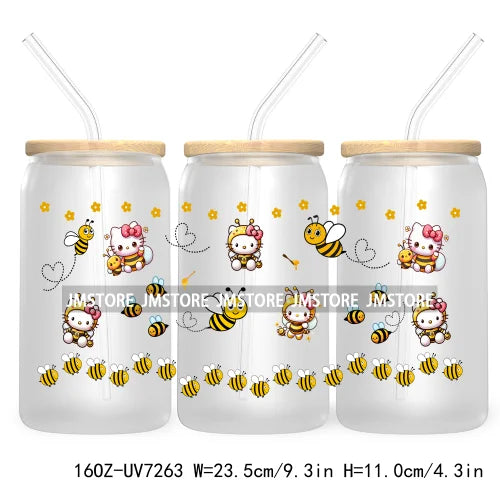 Cartoon Baby Princess Best Friends 16OZ UV DTF Cup Wrap Transfers Stickers For Libbey Glass Can Cups Tumbler Waterproof Labels