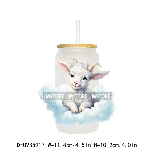 Dreamy Sleeping Baby Animals UV Sticker Decals For Libbey Cold Cups Mugs Tumbler Transfer Stickers Waterproof Top Quality Prints