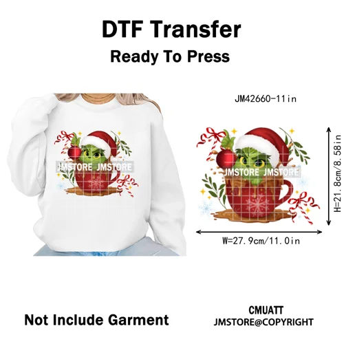 Magical Cartoon Girly Christmas Season Coquette Xmas Holiday Iron on DTF Washable Transfers Stickers Ready to Press for Textiles