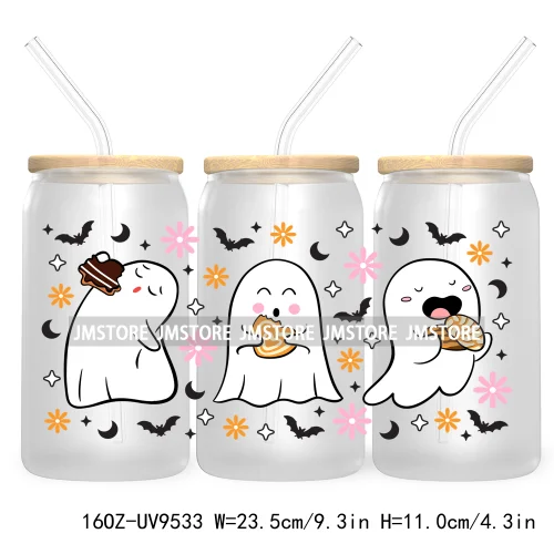 New Mexican Conchas Halloween 16OZ UV Cup Wrap DTF Transfer Stickers For Libbey Glass Can Cups Tumbler Waterproof Labels Cartoon