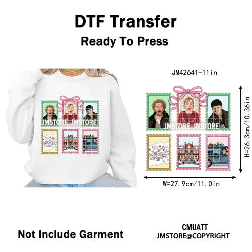 Retro Coquette Bows Holiday Christmas Movie Cartoon Kids Lover Iron on DTF Washable Transfer Stickers Ready to Press for Garment