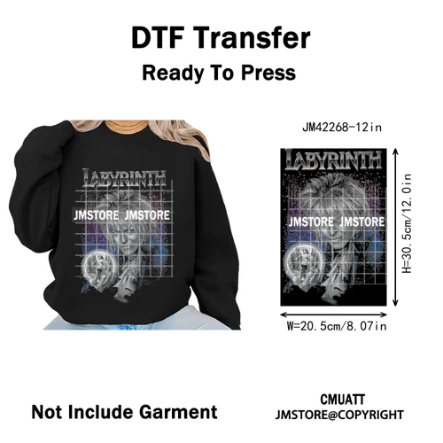 Horror Characters Halftone Movie Shows Scary Halloween Vibes Iron on DTF Washable Transfers Stickers Ready to Press for Clothing