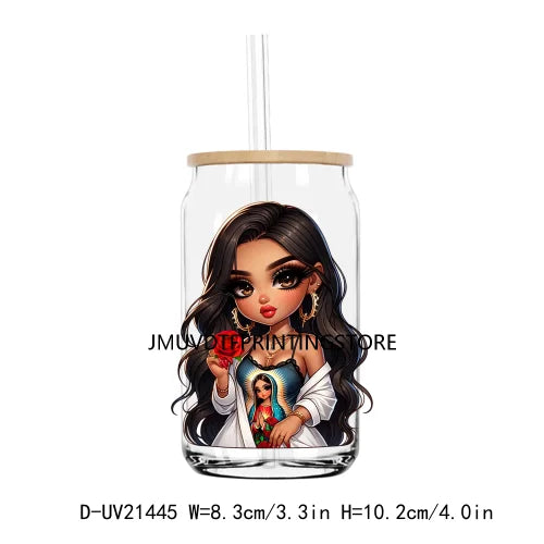 Chibi Cute Chicana Woman UV DTF Transfers Stickers Decals For Libbey Cold Cups Mugs Tumbler Waterproof DIY Logo Mexican Girls