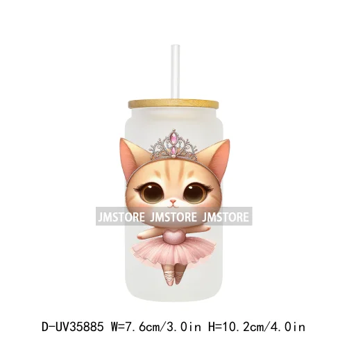 Dancing Cats Kittens Queen UV Sticker Decals For Libbey Cold Cups Mugs Tumbler Transfer Stickers Waterproof High Quality Labels