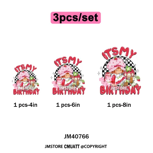 Best Friends Birthday Cute Little Berry Girl Coquette Character Design Iron on DTF Transfers Stickers Ready to Press for Textile
