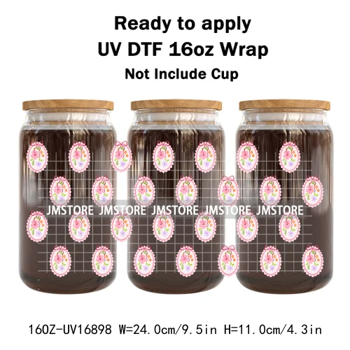 Coquette Bow Fall Autumn Pumpkins 16OZ UV DTF Cup Wraps Ready To Apply Waterproof Transfer Stickers For Libbey Glass Can Tumbler