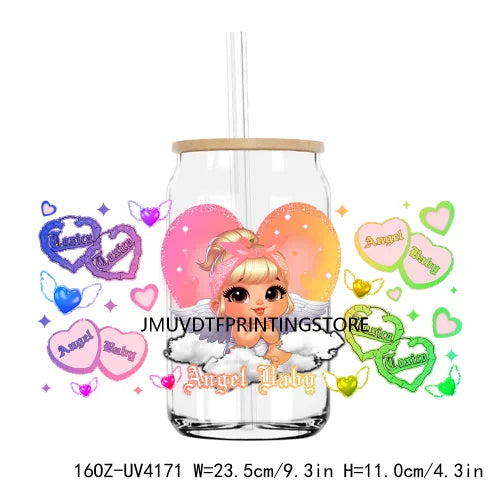 Spanish Mexican Valentines Day Couple UV DTF Sticker For 16OZ Libbey Glass Cup Can Wrap Transfer Sticker Custom Labels DIY Logo