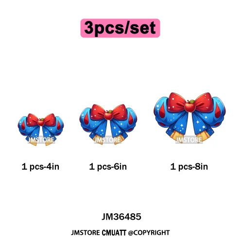 Colorful Princess Vibes Coquette Girly Kids Pastel Bows Printed Decals Iron on DTF Transfer Stickers Ready to Press for Clothes