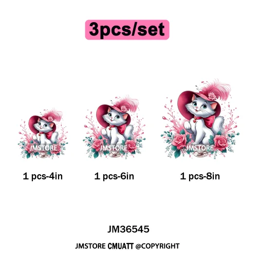 Trendy Flower Cat Bee Animal Lover Cute Princess Designs Iron on DTF Washable Transfers Stickers Ready to Press for T-shirts