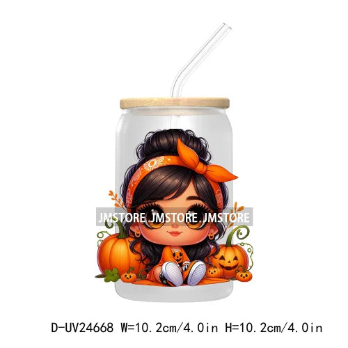 Halloween Latina Princess UV DTF Transfer Stickers Decals For Libbey Cold Cups Mugs Tumbler Custom Waterproof DIY Labels Pumpkin