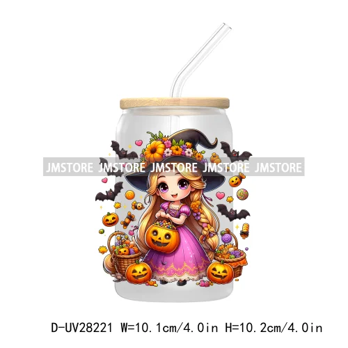 Cartoon Princess Couple Halloween Double Trouble UV DTF Transfer Stickers Decals For Libbey Cold Cup Mug Tumbler Waterproof Logo