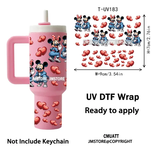 Baby Princess Cartoon Couple Custom UV DTF Stickers Print Tumbler Wraps Ready to Transfer Waterproof For Mini Tumbler Keychain