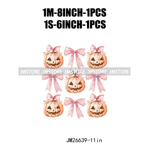 Fashion Halloween Pumpkin Coquette Bow Spooky Vibes Washable Printing DTF Iron On Heat Press Transfer Stickers For Clothing Bags