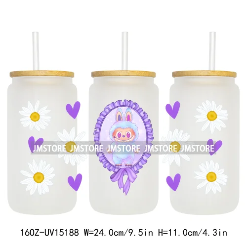 Cute Cartoon Coquette Magical Mirror Bow 16OZ UV DTF Cup Wraps Ready To Apply Waterproof Transfer Stickers For Libbey Glass Can