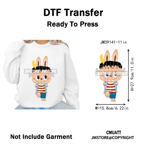 Trendy Cute Cartoon Doll Coquette Mirror Horror Halloween Iron on DTF Washable Transfers Stickers Ready to Press for Clothing