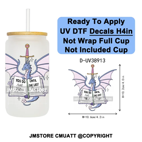 Fantasy Book Lover Gifts Positive Quotes UV DTF Decals Ready To Apply Waterproof Transfer Stickers For 16OZ Libbey Glass Can Cup