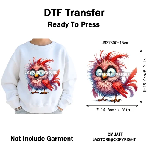 15cm 5.9in Kids Cute Nursery Thermal Printed Bird Fly Animal Washable Iron on DTF Transfers Stickers Ready to Press for Textile